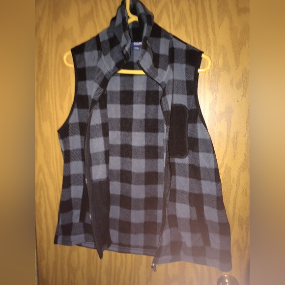 Chaps Sport Vest For Ralph Lauren Europe Mens XL Zip Fleece Black/Grey Plaid - Picture 3 of 16